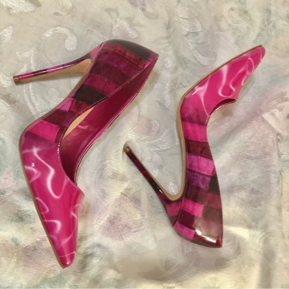 Kayleen by Los Angeles Pink Multi Man Made Patent High Heel Pumps size 9 - Picture 11 of 14
